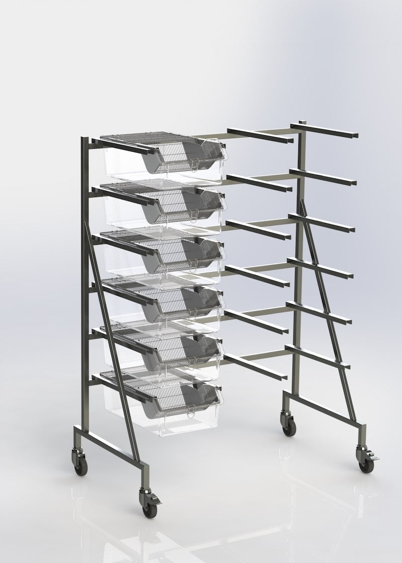 UNO MEZ single sided cage rack Type IV cages